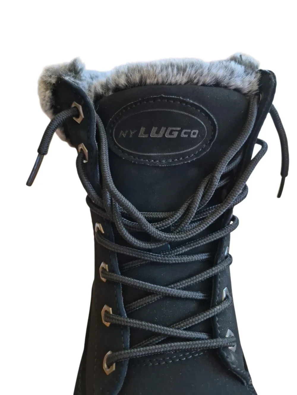 Lugz Empire Hi Fur Women's Boots Lace Up Black/Black Charcoal Size 9.5M
